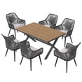 thumbnail image 2 of JOIVI 7-Piece Patio Dining Set, Outdoor Dining Furniture for 4-6 people, Patio Wicker Dining Set with Rattan Chairs and Dining Table for Backyard, Deck( Black & Cross Back), 2 of 8