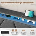 thumbnail image 6 of Twin Beds with LED Light and Charging Port, Upholstered Platform Bed with Storage Headboard and 1 Drawer, Geometric Lines, Modern Nailhead Trim, No Box Spring Needed, Dark Gray, 6 of 8