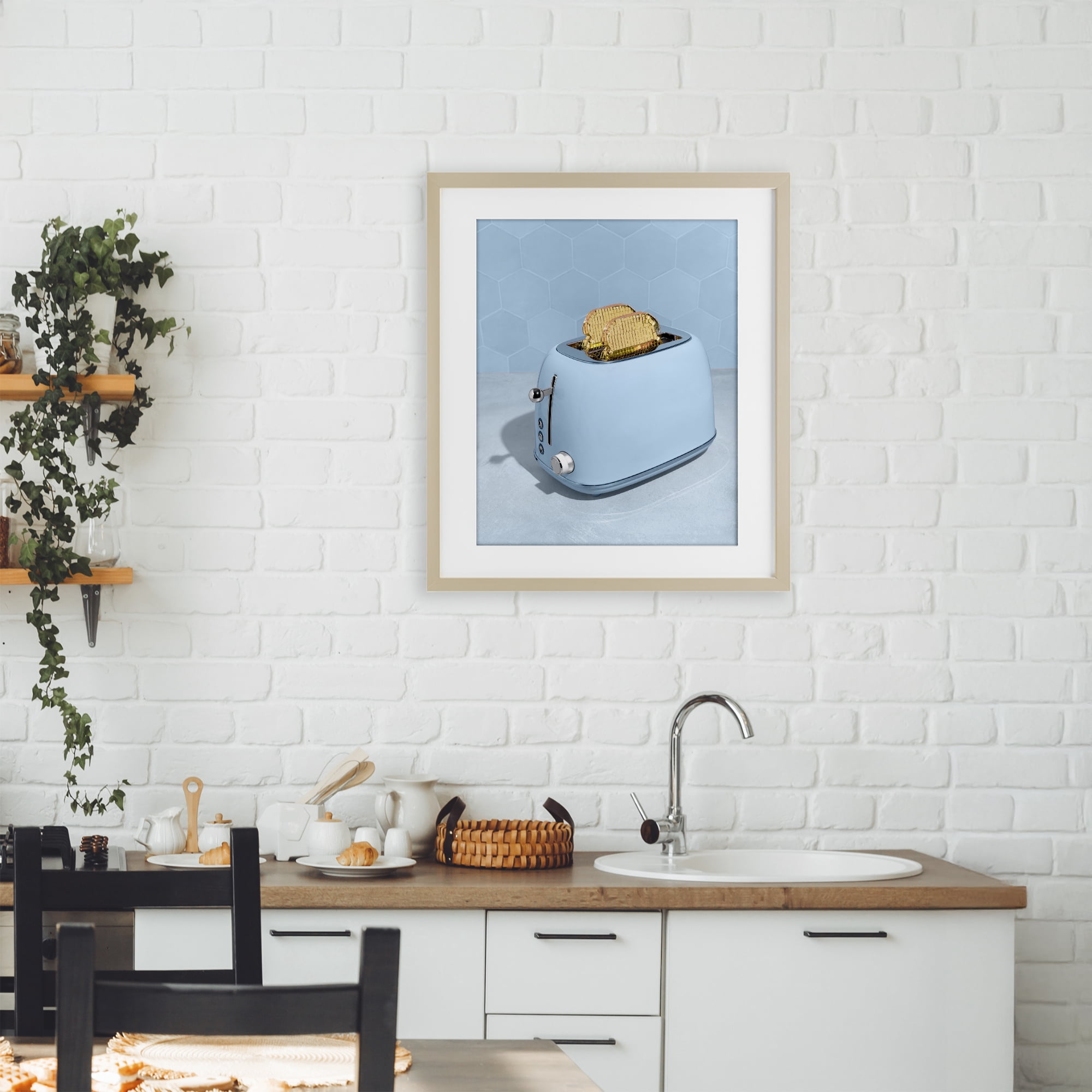 Stupell Industries Golden Disco Toaster Over Birch Framed Print Under Glass, design by LISH Creative