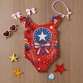 thumbnail image 7 of Swimsuit for Kids Girls Size 10-12 One Piece Swimsuit Summer 1776 American Flag Stars Striped Swimsuits Swimming Flutter Sleeve Beach Vacation Happy Festival Girls Bathing Suit Vermilion 7-8 Years, 7 of 7