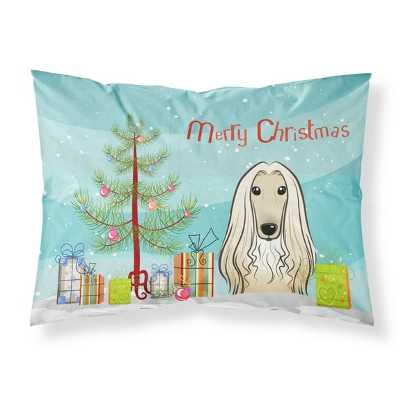 Carolines Treasures BB1616PILLOWCASE Christmas Tree and Afghan Hound Fabric Standard Pillowcase Standard multicolor
