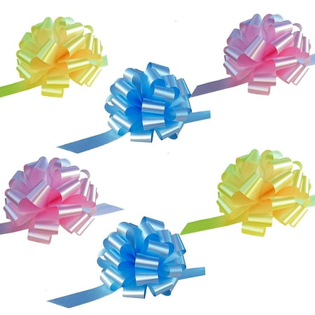 Baby Blue, Yellow, and Pink Pull Bows - 6