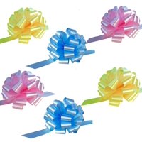 Baby Blue, Yellow, and Pink Pull Bows - 6" Wide, Set of 6, Easter Gift Basket Decorations, Baby Shower Decor