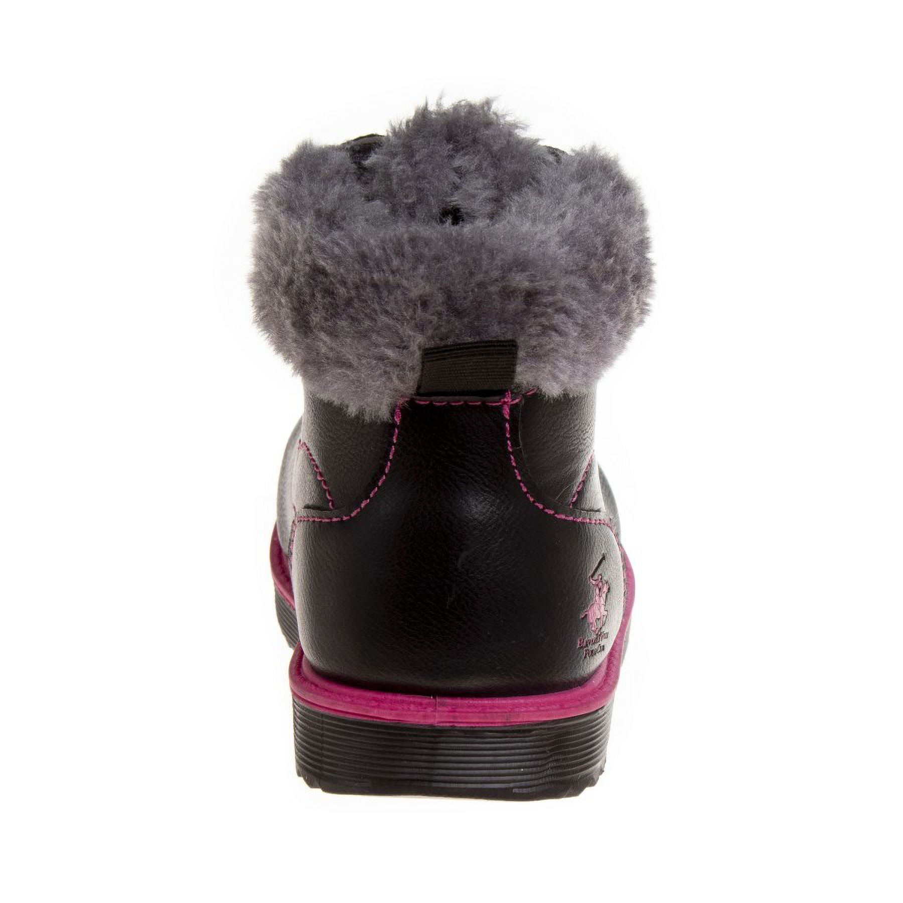 Beverly Hills Polo Club Toddler Girls Faux Fur Lace-Up Boots, Black