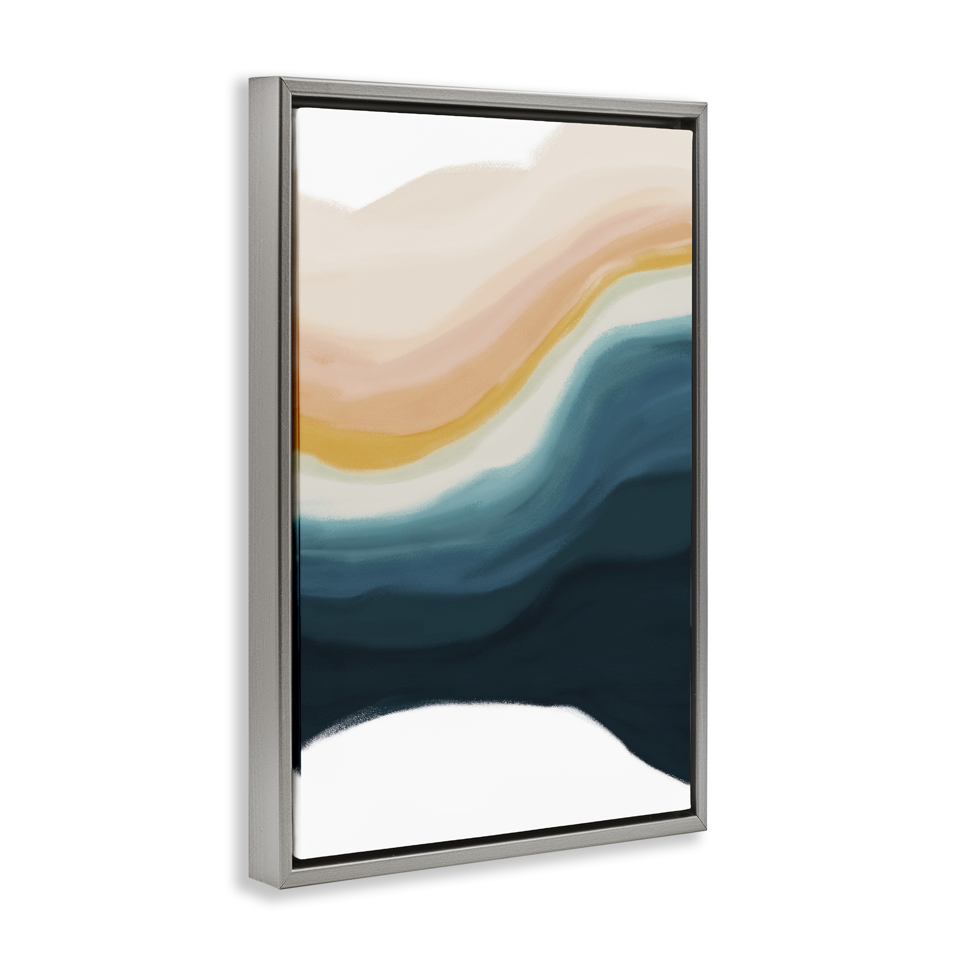 Stupell Industries Peach Swirl Fluid Pattern Abstract Painting Gray Floater Framed Canvas Art Print Wall Art, 17 x 25