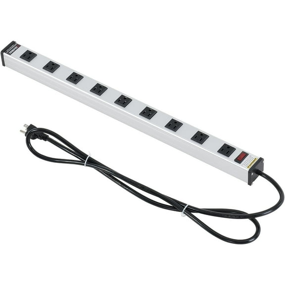 25" 9 Outlet Aluminum Power Strip with 6-ft Cord ETL/cETL
