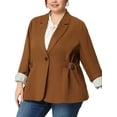 thumbnail image 1 of GRACE & GRANDEUR Blazer Décontracté à Rayures pour Femmes Grande Taille avec Revers Cranté, 1 of 5