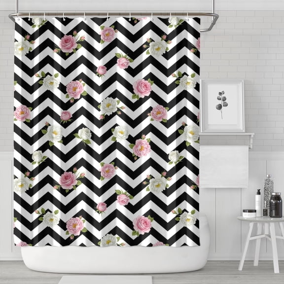 Pioneer Flower Floral Print Pattern Shower Curtain 84"x72", Bathroom Decorative Shower Curtain Set with 12 Hooks, Waterproof Washable