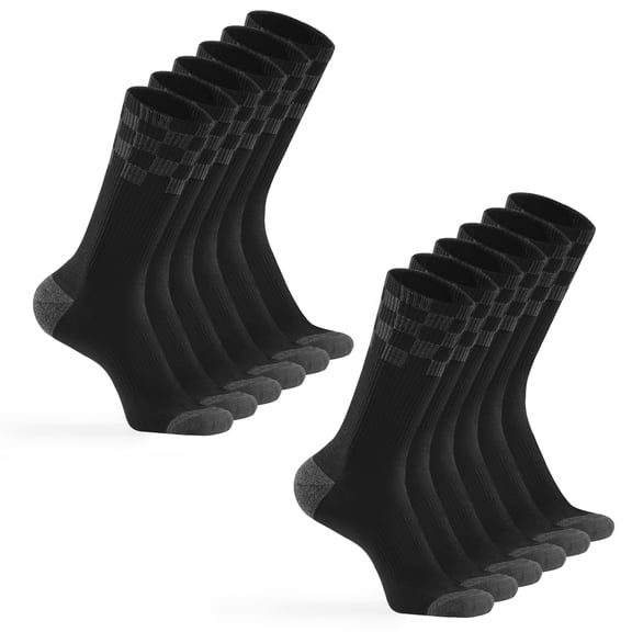 Honeysea 6 Pairs Crew Socks for Women Men - Checkerboard Athletic Calf Socks Breathable Cushioned Hiking Running Socks Unisex