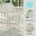 thumbnail image 3 of Martha Stewart Set of 2 Indoor-Outdoor Stackable Bistro Bar Stools with Gray Woodgrain Aluminum Finish Frames, White/Gray Woven Rattan Backs/Seats, 3 of 9
