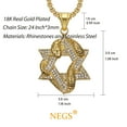thumbnail image 7 of NEGS 18K Gold Plated Six-pointed Star Magen David Jewish Isael Snake Pendant 24'' Chain Stainless Steel Necklace for Men Women, 7 of 7