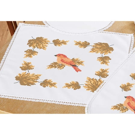 Herrschners® Autumn Flutter Table Topper Stamped Cross-Stitch