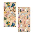 thumbnail image 2 of Ambesonne Owl Print Fitted Sheet Set 2 Pack All-Round Elastic, Colorful Forest Cartoon, Queen Size, Warm Taupe and Multicolor, 2 of 3