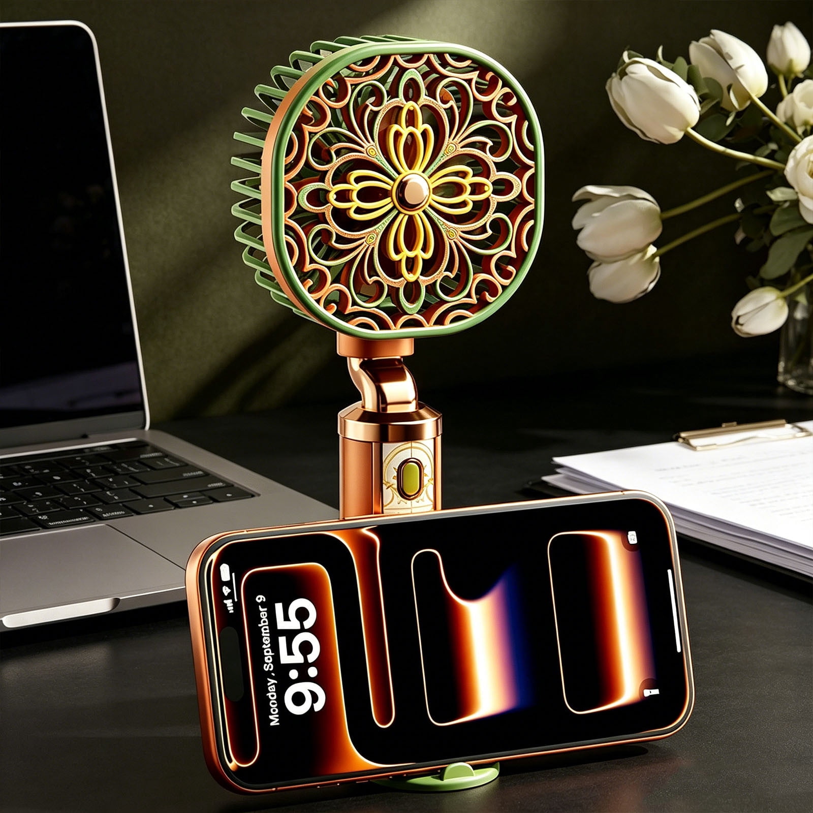 ZZkhGO Portable Handheld Fan, USB Rechargeable Mini Fan with Phone