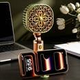 thumbnail image 6 of Portable Handheld Fan USB Rechargeable Mini Fan 3 Speed Vintage Floral Design Phone Stand Cooling Fan, Compact Strong Airflow Phone Holder Fan, For Travel Office Home Shopping Outdoor Use, 6 of 6