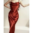 thumbnail image 1 of Vestido de satén sexy y elegante con abertura y escote bajo, 1 of 7