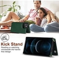 thumbnail image 4 of Crossbody Wallet Case for iPhone 12/iPhone 12 Pro 6.1 inch, Kickstand with Adjustable Removable Lanyard Neck Strap Case Card Holder Case Shockproof Cover Magnetic Clasp Cover Flip Case -Green, 4 of 14