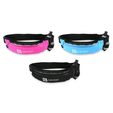 Waterproof Waist Pack - Gear Beast Running Belt Fanny Pack Waist Bag Waterproof Bounce Free Pouch Hydration Holster BPA Free Bottle Adjustable Padded Belt Fits iPhone X 8 7 6s 6 Plus Galaxy S6 S7 Edge S9 S8 Plus Note 8 5