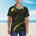 thumbnail image 2 of Logiee Green Marble Print Mens Hawaiian Shirts,Loose-Fit Short Sleeve Button Down Tropical Aloha Beach Shirt,Summer Vacation Wedding Tops,Medium, 2 of 7