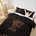thumbnail image 2 of Erosebridal Brown Leopard Print Queen Duvet Cover Set for Girls Women, Monogrammed F Bedding, Black Reversible 3pcs, 1 Duvet Cover and 2 Pillowcases (No Comforter), 2 of 6