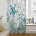 thumbnail image 6 of Teal Starfish Coastal Sheer Curtains 84 Inches Long, Summer Beach Coral Nautical Ocean Light Filering Curtains, Breathable Simi Curtain Privacy Drapes for Living Room Bedroom Window Treatment, 6 of 9