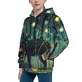 thumbnail image 2 of Lsque Mystical Black Cat Fireflies Patten Youth Hoodie Sweatshirt Pullover with Kangaroo Pocket Boys and Girls Hoodie Warm Hoodie for Kids-X-Large, 2 of 6