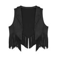thumbnail image 3 of LiiYii Girls Suede Cowgirl Vest Kids Sleeveless Western Cowboy Open Front Waistcoat Tops Cowgirl Outfit Black 10, 3 of 5