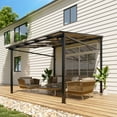 thumbnail image 3 of Roromall 10' x 10' Lean to Gazebo, Hardtop Wall Pergola with Polycarbonate Roof, Aluminum Frame Mounted Gazebo for Lawn Patio Deck Yard and Party, 3 of 8