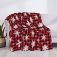 thumbnail image 3 of Balery Snowflake red plaid Manta de Franela con Dibujo, Lujo Ultra Suave y Cálido, Antipelusa y Resistente a las Arrugas para Cama, Sofá, Camping -40"x30", 3 of 6