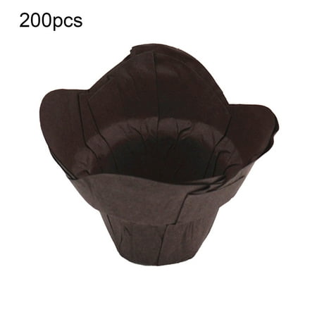 

200Pcs Flower Shape Muffin Cup No Odor Oil Proof Paper Disposable Elegant Muffin Baking Cup Bakeware Tools Beige Oil-proof