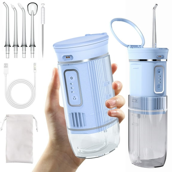 KOGYAS Water Flosser,Cordless Portable Oral Irrigator with Mirro,Teeth Cleaner Water Pick for Dental Hygiene,Telescopic Water Tank,3 Modes & IPX7 Waterproof,Home & Travel Water Flossers for Teeth