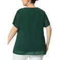 thumbnail image 3 of Unique Bargains Women's Plus Size Outfits Fashion Solid Pin Dots V Neck Top 2X Dark Green, 3 of 6