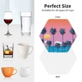thumbnail image 6 of Naloa Beach with Palm Trees Leather Coasters for Drinks, Durable Drink Coasters 4 Set for Tabletop Protection, Luxurious Home Décor and Housewarming Gift ( {designName})Hexagon, 6 of 6