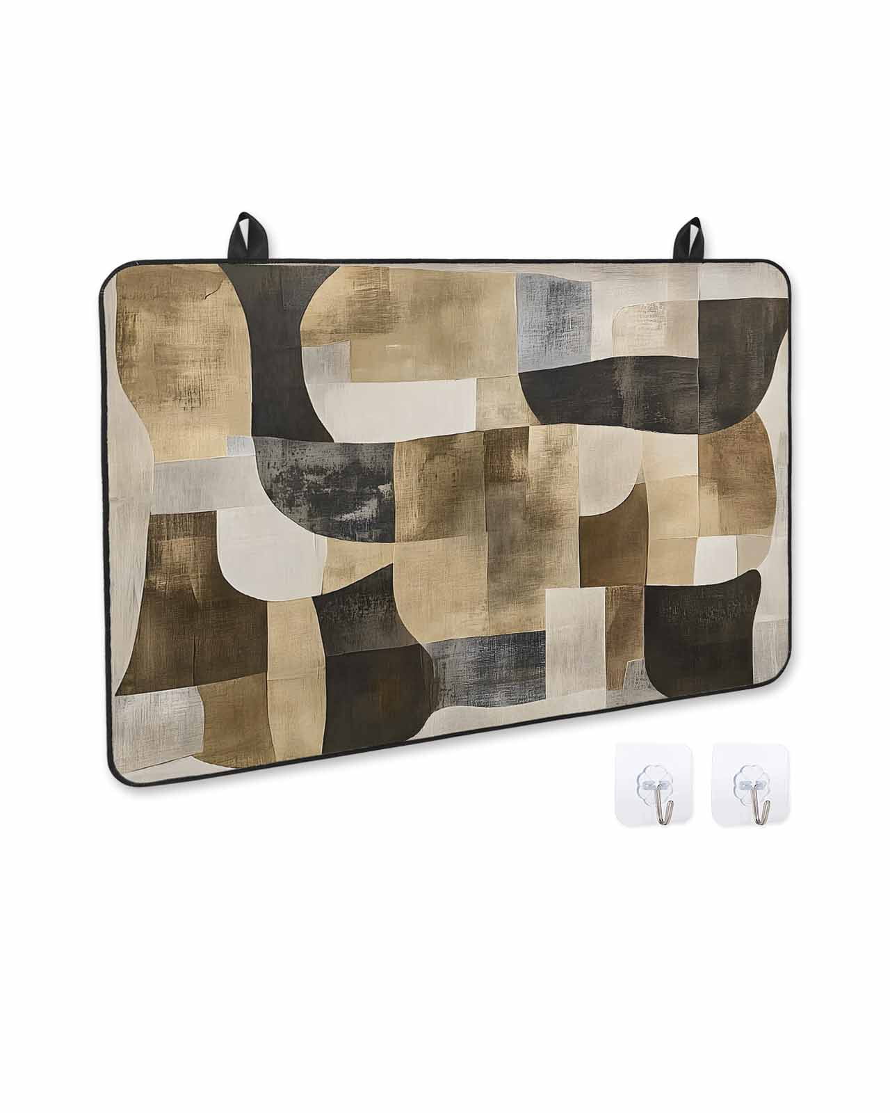 nqOlkjepod Large Induction Cooktop Protector Mat 24"x21", Abstract Boho Stove Top Covers for Electric Stove, Vintage Black Brown Geometric Decorative Stove Burner Cover Mats, Glass Top Stove Cover