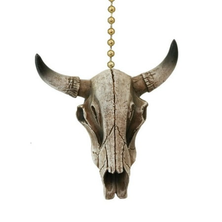 Western Steer Skull Cow Head Skeleton Resin Ceiling Fan Pull Or Light Pull Chain