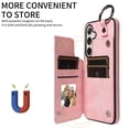 thumbnail image 3 of for Samsung Galaxy S25 Plus Case with Card Slots, PU Leather Protective Shockproof Case with Ring Buckle, Magnetic Clasp Kickstand Cover for Women Men for Samsung Galaxy S25 Plus - Pink, 3 of 10