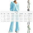 thumbnail image 2 of Women Striped Pajamas Set Long Sleeve Knit Loungewear Soft Stretch Sleepwear 2 Piece Lounge Set V Neck Nightwear Pjs, 2 of 5