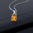 thumbnail image 3 of Gem Stone King 10K White Gold Yellow Citrine Pendant Necklace for Women (8.20 Cttw, Gemstone November Birthstone, Emerald Cut 14x10MM, with 18 inch Chain), 3 of 5