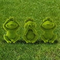 thumbnail image 4 of Hometravel Flocked Frog Ornament, 3-piece Resin Sculpture Set, Outdoor Garden Decor for Lawn and Courtyard, 4 of 9