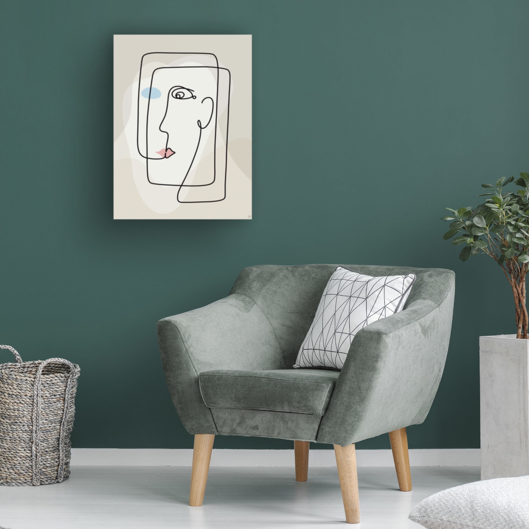 Canvas Wall Art - Line and Brush 'Line And Face 1' Wall Art for Living Room, Bedroom, or Office Décor by Trademark Fine Art - 18 x 24 Inches