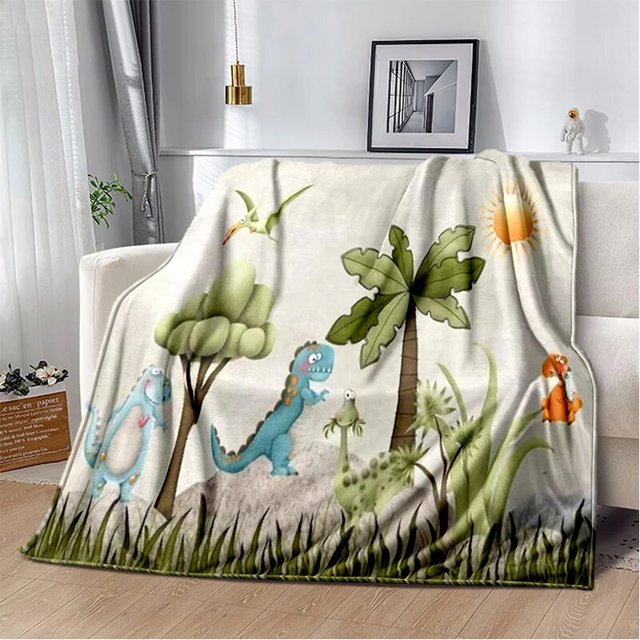 Mantas de franela con estampado 3D de dinosaurio para niños y adultos, ropa de cama cálida para viajes, mantas finas para camas