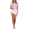 thumbnail image 2 of INSPIRAR CHIC Blusa Floral para Mujeres Cuello Cuadrado con Manga Abullonada Espalda Fruncida Top Casual Blanco Púrpura S, 2 of 6
