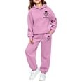 thumbnail image 4 of Girls Outfit Printed Cute Sweatshirt Indoor for Girls Breathable Wide Leg Stylish Summer Children Pants Set, 4 of 4