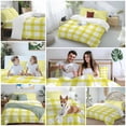 thumbnail image 6 of Farmhouse Farm Duvet Cover Set Full Size Minimalism Yellow Buffalo Check Plaid Holiday Theme Soft Lightweight Comforter Covers 4 Piece Bedding Set with 1 Duvet Cover 1 Bed Sheet & 2 Pillow Shams, 6 of 8