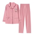 thumbnail image 1 of Pyjama Femme Automne et Hiver Manches Longues Col à Revers Gilet Ensemble Pantalon Grande Taille Tenue d'Intérieur, 1 of 2