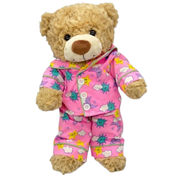Plush Gear Brown Bear Stuffed Animal 16-inch Pink PJ Dressed Teddy Bear, Plush Toy in PJ Ideal for Ideal Valentine's Day Present