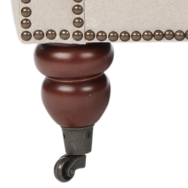 SAFAVIEH Karsen Traditional Rustic Upholstered Club Chair with Casters, Taupe