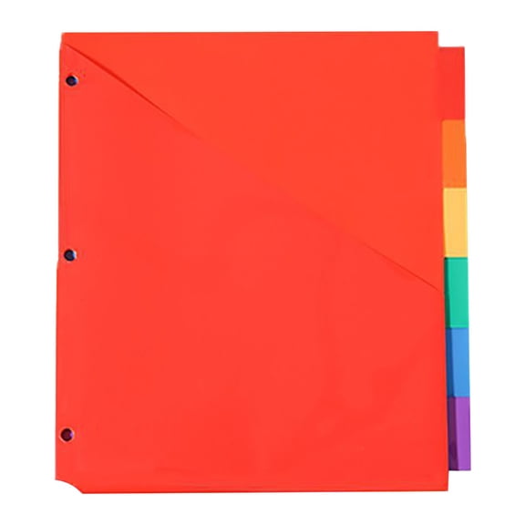 5 Tab Heavy Duty Plastic Dividers for 3 Ring Binder, Assorted Colors, 5 Tab Index Plastic Binder Dividers with Tabs and 3 Hole Punch, for Notebooks, Letter Size