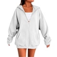 thumbnail image 4 of Girls Boys Full Zip Up Hooded Sweatshirt Fleece Lined Jacket Oversized Drop Shoulder Hoodie Solid Basic Sweatshirts Outerwear, 4 of 7