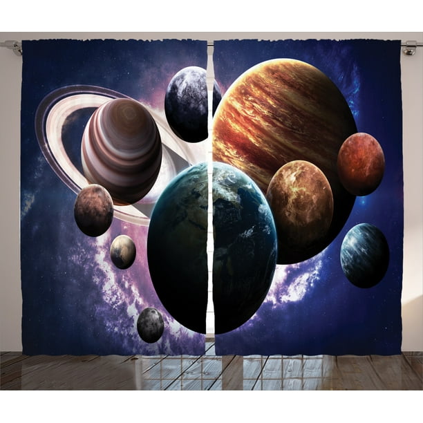 Space Decorations Curtains 2 Panels Set Solar System Planets All Together Space Mercury Jupiter Globe Saturn Universe Window Drapes For Living Room Bedroom 108w X 90l Inches Multi By Ambesonne Walmart Com